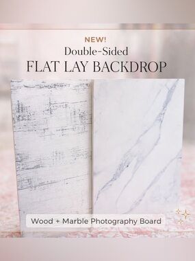 Double-Sided Flat Lay Backdrop | Wood + Marble Photography Board